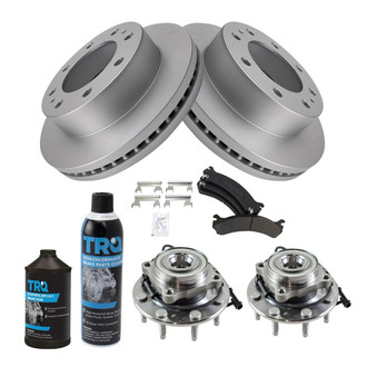 TRQ® - Front Disc Brake Kit with Semi-Metallic Pads and Hub Assemblies