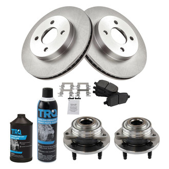 TRQ® - Disc Brake Kit with Semi-Metallic Pads and Hub Assemblies