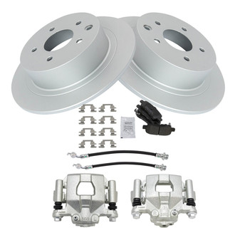 TRQ® - Rear Disc Brake Kit with Semi-Metallic Pads, Calipers and Hoses