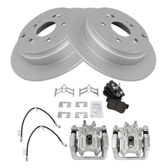 TRQ® - Rear Disc Brake Kit with Semi-Metallic Pads, Calipers and Hoses