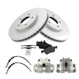 TRQ® - Disc Brake Kit with Semi-Metallic Pads, Calipers and Hoses