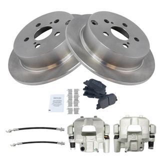 TRQ® - Rear Disc Brake Kit with Semi-Metallic Pads, Calipers and Hoses