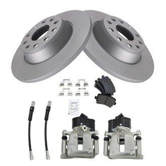 TRQ® - Rear Disc Brake Kit with Semi-Metallic Pads, Calipers and Hoses