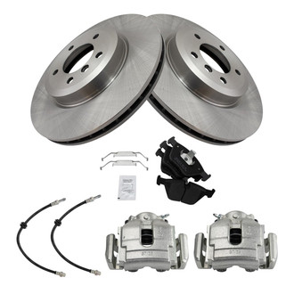 TRQ® - Front Disc Brake Kit with Semi-Metallic Pads, Calipers and Hoses
