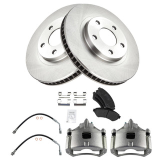 TRQ® - Front Disc Brake Kit with Semi-Metallic Pads, Calipers and Hoses