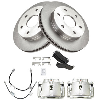 TRQ® - Front Disc Brake Kit with Semi-Metallic Pads, Calipers and Hoses