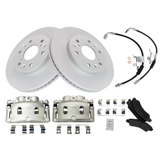 TRQ® - Front Disc Brake Kit with Semi-Metallic Pads, Calipers and Hoses