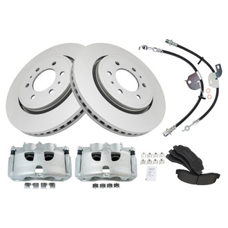 TRQ® - Front Disc Brake Kit with Semi-Metallic Pads, Calipers and Hoses