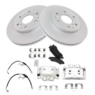 TRQ® - Front Disc Brake Kit with Semi-Metallic Pads, Calipers and Hoses