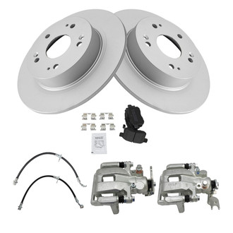 TRQ® - Rear Disc Brake Kit with Semi-Metallic Pads, Calipers and Hoses