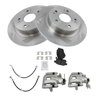 TRQ® - Rear Disc Brake Kit with Semi-Metallic Pads, Calipers and Hoses