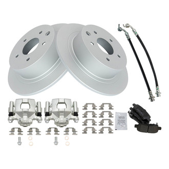 TRQ® - Rear Disc Brake Kit with Semi-Metallic Pads, Calipers and Hoses