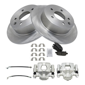 TRQ® - Rear Disc Brake Kit with Semi-Metallic Pads, Calipers and Hoses