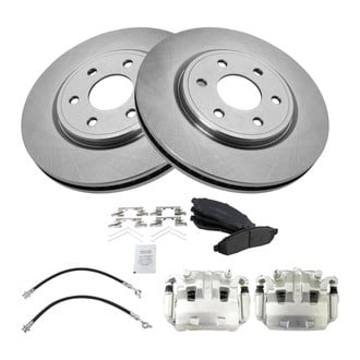 TRQ® - Front Disc Brake Kit with Semi-Metallic Pads, Calipers and Hoses