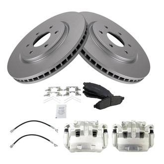 TRQ® - Front Disc Brake Kit with Semi-Metallic Pads, Calipers and Hoses
