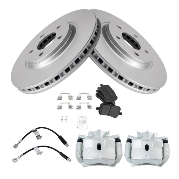 TRQ® - Front Disc Brake Kit with Semi-Metallic Pads, Calipers and Hoses