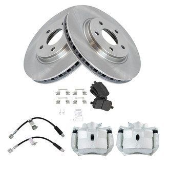 TRQ® - Front Disc Brake Kit with Semi-Metallic Pads, Calipers and Hoses
