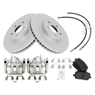 TRQ® - Front Disc Brake Kit with Semi-Metallic Pads, Calipers and Hoses