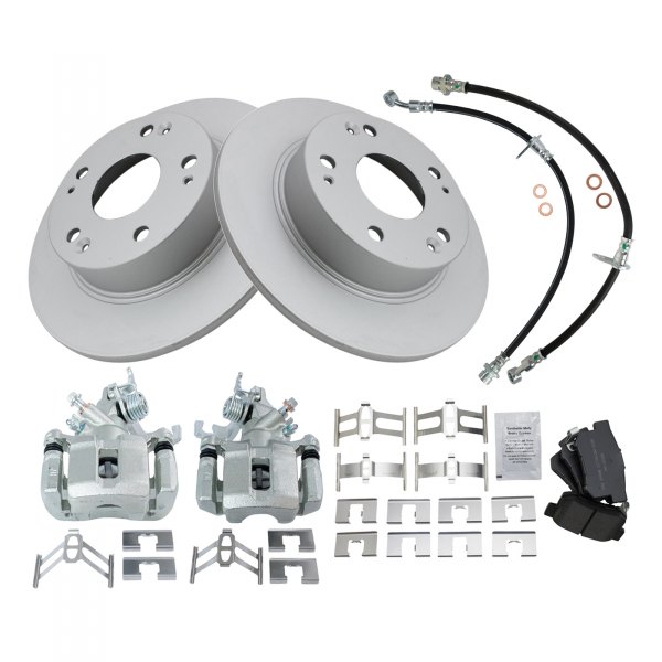 TRQ® - Rear Disc Brake Kit with Semi-Metallic Pads, Calipers and Hoses