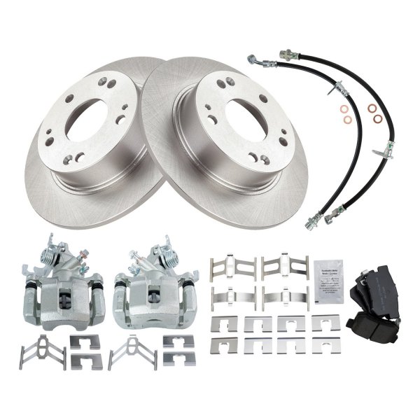 TRQ® - Rear Disc Brake Kit with Semi-Metallic Pads, Calipers and Hoses