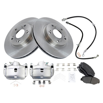 TRQ® - Front Disc Brake Kit with Semi-Metallic Pads, Calipers and Hoses