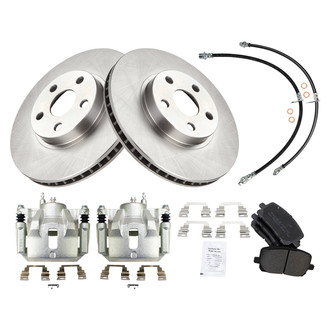 TRQ® - Front Disc Brake Kit with Semi-Metallic Pads, Calipers and Hoses