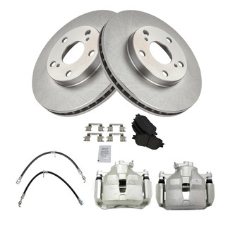 TRQ® - Front Disc Brake Kit with Semi-Metallic Pads, Calipers and Hoses