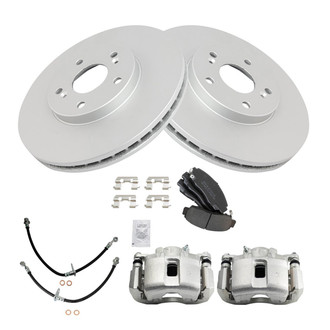 TRQ® - Front Disc Brake Kit with Semi-Metallic Pads, Calipers and Hoses