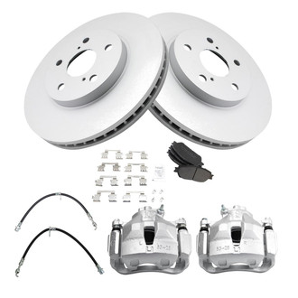 TRQ® - Front Disc Brake Kit with Semi-Metallic Pads, Calipers and Hoses