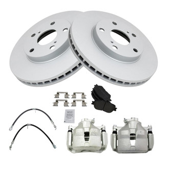 TRQ® - Front Disc Brake Kit with Semi-Metallic Pads, Calipers and Hoses