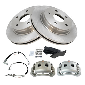 TRQ® - Front Disc Brake Kit with Semi-Metallic Pads, Calipers and Hoses
