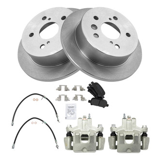 TRQ® - Rear Disc Brake Kit with Semi-Metallic Pads, Calipers and Hoses