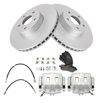 TRQ® - Front Disc Brake Kit with Semi-Metallic Pads, Calipers and Hoses