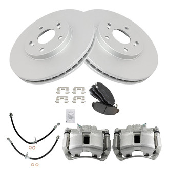 TRQ® - Front Disc Brake Kit with Semi-Metallic Pads, Calipers and Hoses