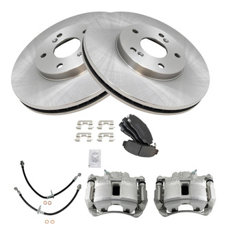 TRQ® - Front Disc Brake Kit with Semi-Metallic Pads, Calipers and Hoses