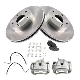 TRQ® - Front Disc Brake Kit with Semi-Metallic Pads, Calipers and Hoses