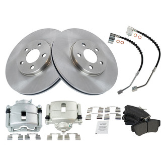 TRQ® - Front Disc Brake Kit with Semi-Metallic Pads, Calipers and Hoses