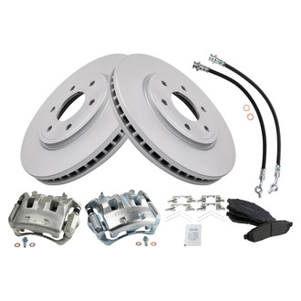 TRQ® - Disc Brake Kit with Semi-Metallic Pads, Calipers and Hoses