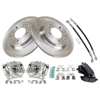 TRQ® - Rear Disc Brake Kit with Semi-Metallic Pads, Calipers and Hoses