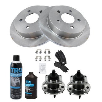 TRQ® - Rear Disc Brake Kit with Semi-Metallic Pads and Hub Assemblies