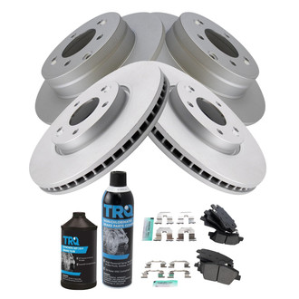TRQ® - Front and Rear Disc Brake Kit with Semi-Metallic Pads