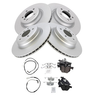 TRQ® - Front and Rear Disc Brake Kit with Semi-Metallic Pads and Pad Wear Sensors