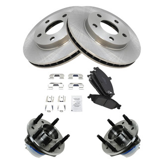 TRQ® - Front Disc Brake Kit with Ceramic Pads and Hub Assemblies