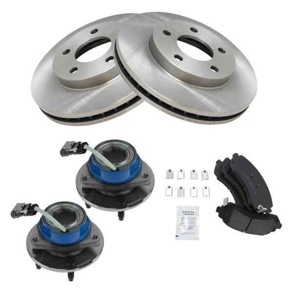 TRQ® - Front Disc Brake Kit with Ceramic Pads and Hub Assemblies