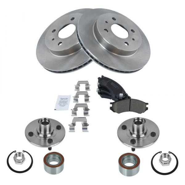 TRQ® - Front Disc Brake Kit with Ceramic Pads and Hub Assemblies