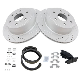 TRQ® - Performance Semi-Metallic Rear Brake Kit with Parking Brake Shoes