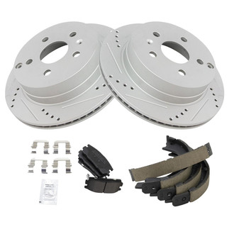 TRQ® - Performance Semi-Metallic Rear Brake Kit with Parking Brake Shoes
