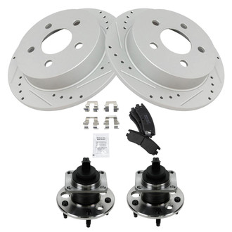 TRQ® - Performance Semi-Metallic Rear Brake Kit with Hub Assemblies