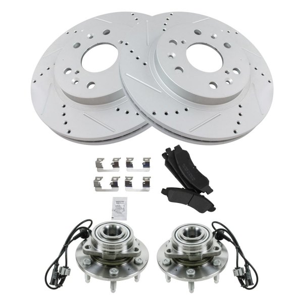 TRQ® - Performance Semi-Metallic Front Brake Kit with Hub Assemblies