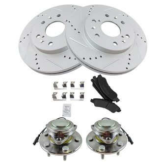 TRQ® - Performance Semi-Metallic Front Brake Kit with Hub Assemblies